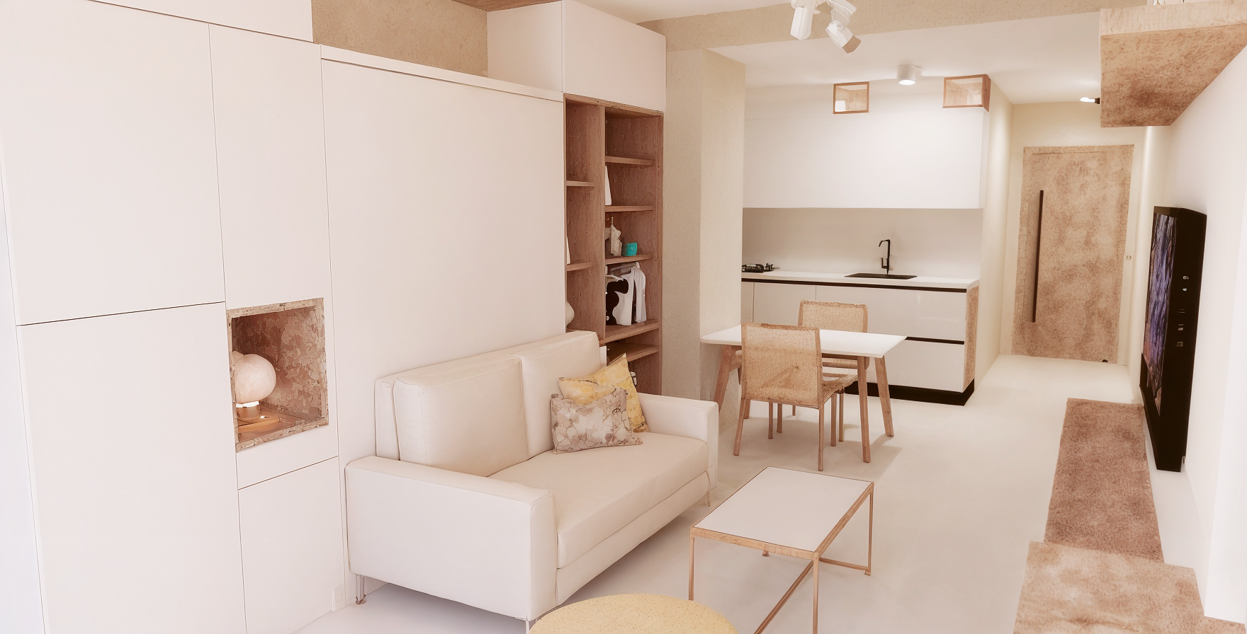 Monoambiente con mobiliario funcional a medida